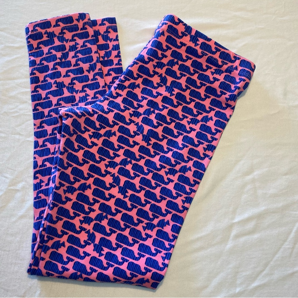Vineyard Vines Girls Pink All Over Whale Print Leggings Size M (10-12)